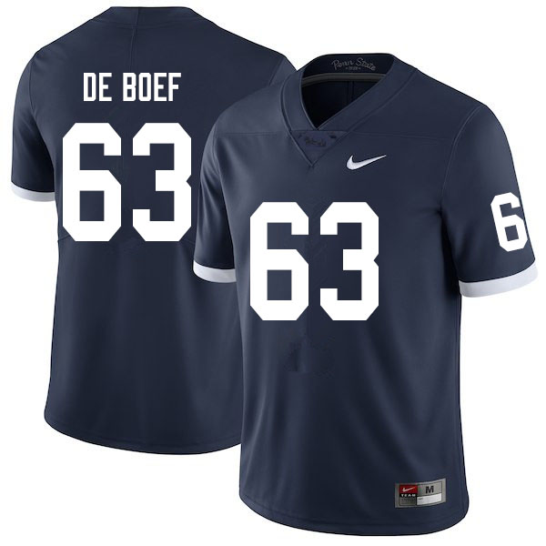 Men #63 Collin De Boef Penn State Nittany Lions College Throwback Football Jerseys Sale-Navy